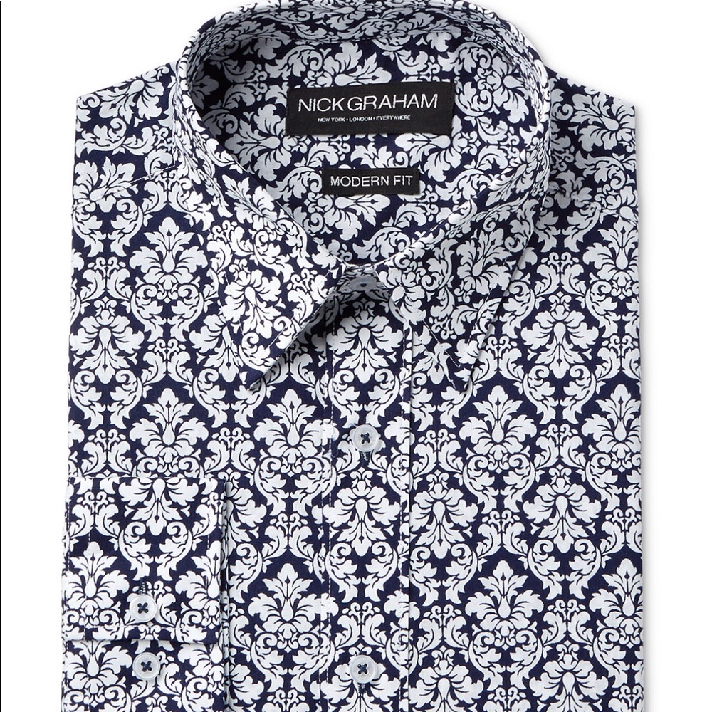 NICK GRAHAM FITTED DRESS SHIRT